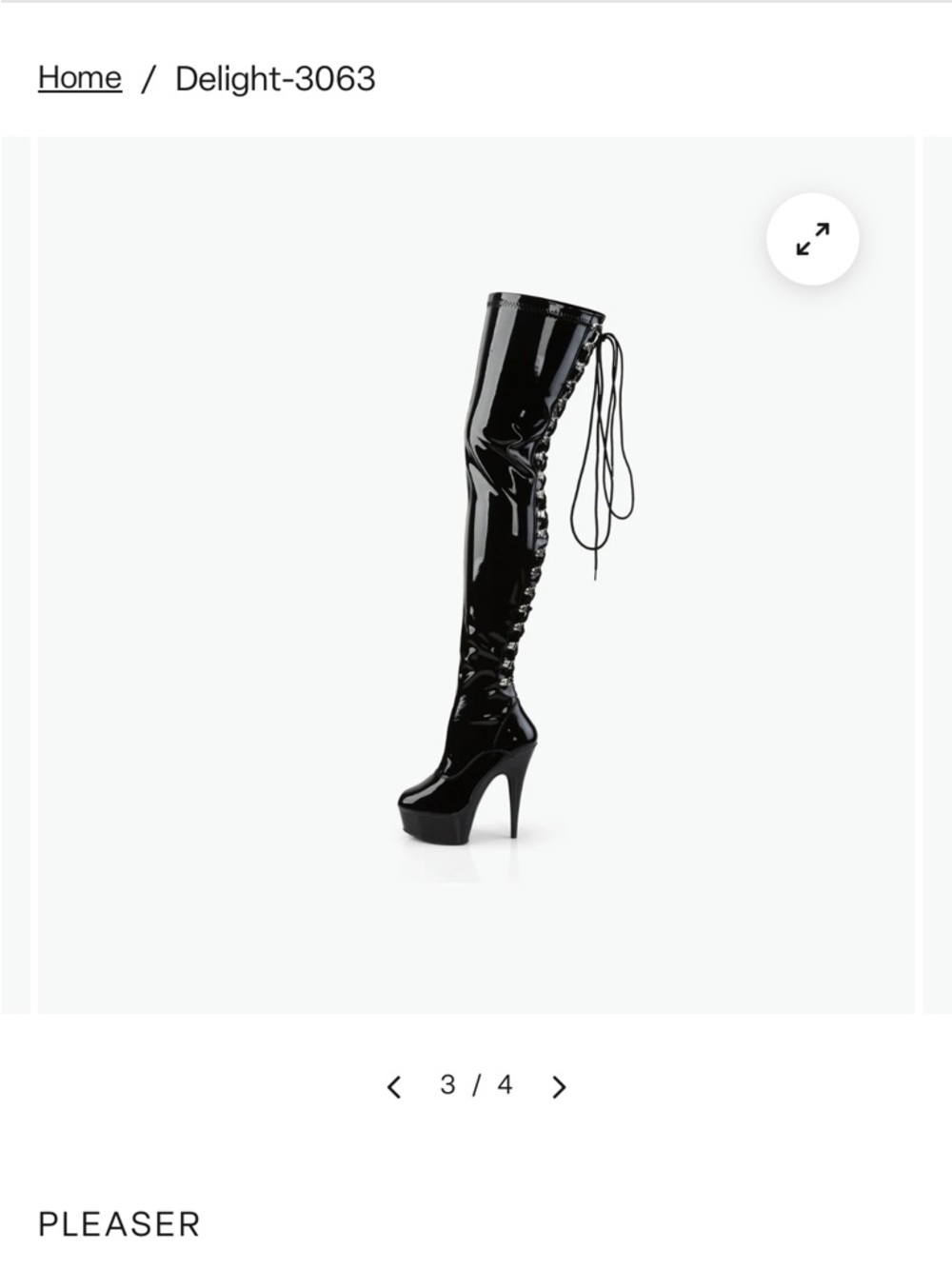 Black, laced up thigh, high pleaser boots. Size 5